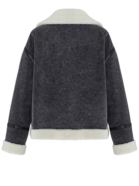 Jacket made of stonewashed denim with fur, 2