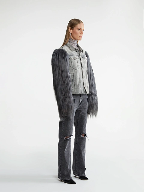 Grey Denim & Yak Fur Jacket, 6 Grey Denim & Yak Fur Jacket, 6
