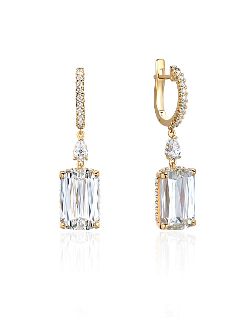 Yellow gold earrings with LG cushion-cut diamonds, 1