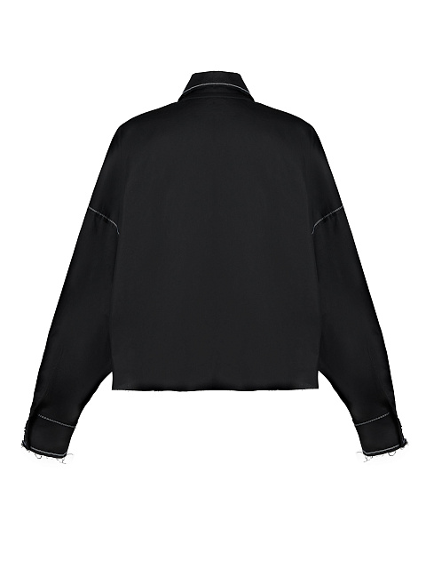 Love Embroidered Black Cotton Cropped Shirt, 5 Love Embroidered Black Cotton Cropped Shirt, 5