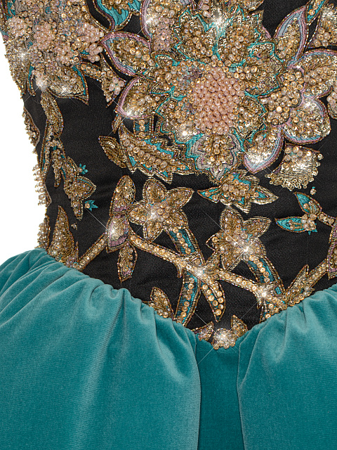 Embroidered Jacquard & Velvet Mini Dress, 3