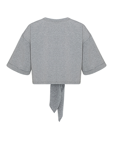 Light grey cropped T-shirt with knot, 2