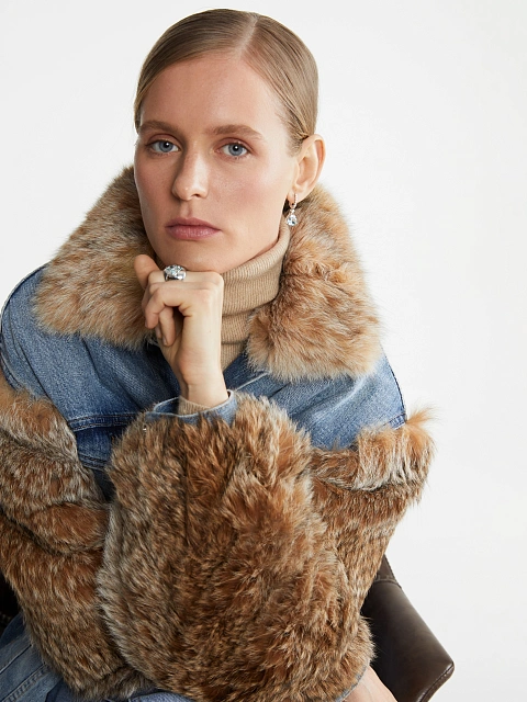 Bobcat Fur Blue Denim Jacket, 12 Bobcat Fur Blue Denim Jacket, 12