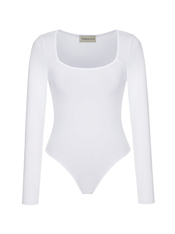White Bodysuit With Low Neckline, 1