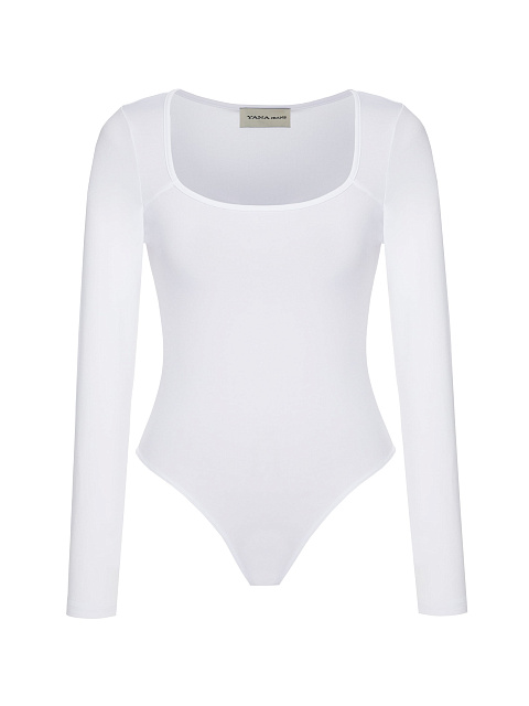 White Bodysuit With Low Neckline, 1