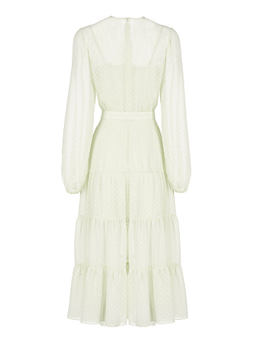 Light Yellow Polka Dot Chiffon Midi Dress, 2