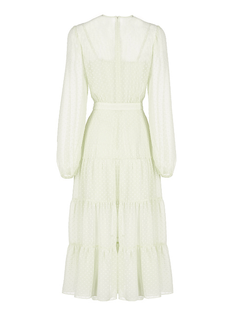 Light Yellow Polka Dot Chiffon Midi Dress, 2