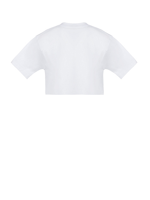 White Cotton Cropped T-Shirt, 3