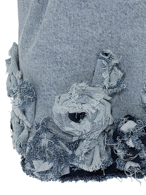 Light Blue Rose Denim Mini Dress, 4