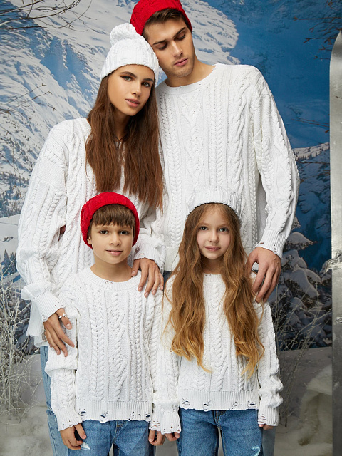 Kids White Cable Knit Cotton Mix Sweater, 5 Kids White Cable Knit Cotton Mix Sweater, 5