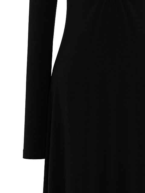 Black Rayon Jersey Midi Dress, 4