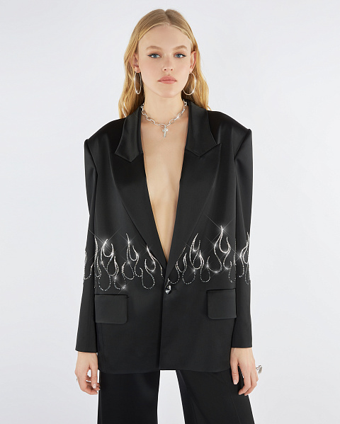 Black Rhinestones Silk Suit, 8