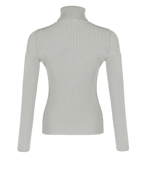 Light Grey Rib Knit Jersey Turtleneck, 2 Light Grey Rib Knit Jersey Turtleneck, 2