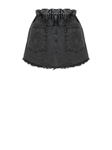 Dark Gray Denim Miniskirt With Holes, 2