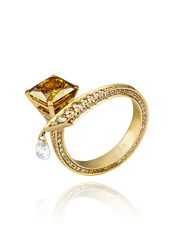 Brown Diamond, Round Diamond & Gold Ring, 1