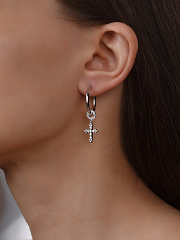 Black Gold & Diamond Hoop Earrings , 2