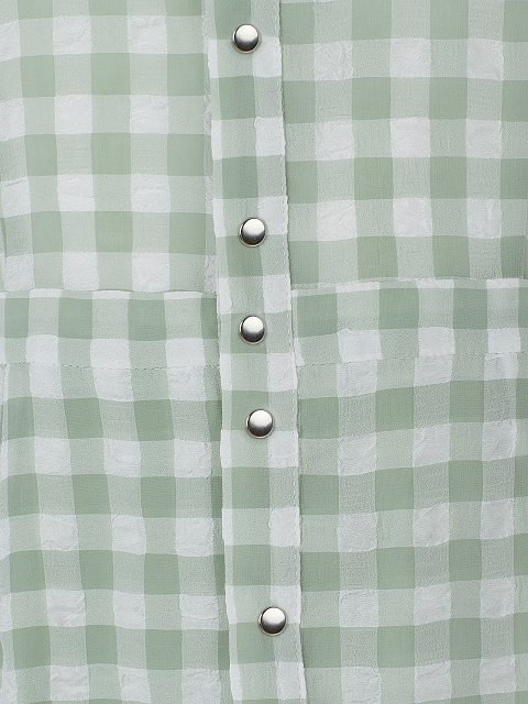 Green Checked Chiffon Midi Dress, 3