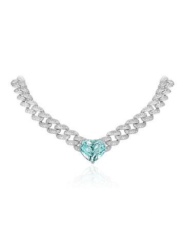 White Gold Tourmaline Paraiba Diamond Necklace, 1