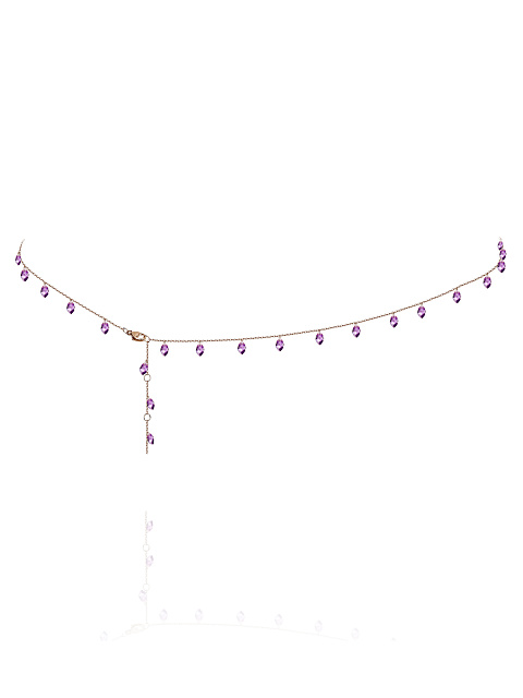 Purple Cubic Zirkonia & Rose Silver Body Chain, 1 Purple Cubic Zirkonia & Rose Silver Body Chain, 1