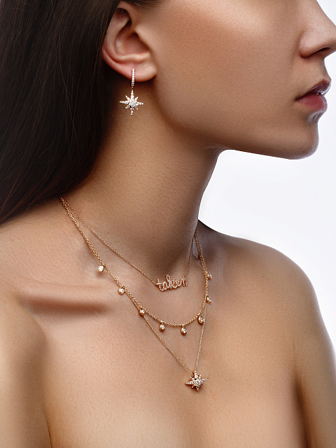 Rose Gold & Diamonds Star Earrings, 2