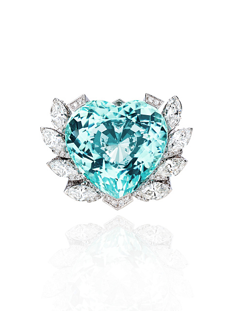 Tourmaline Paraiba, Marquise, Princess Cut, Round Diamond & White Gold Ring, 2 Tourmaline Paraiba, Marquise, Princess Cut, Round Diamond & White Gold Ring, 2