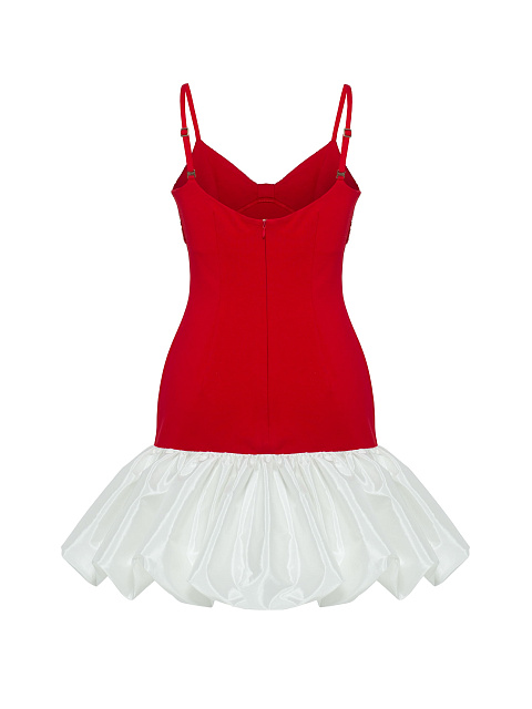 Red mini dress with white balloon skirt, 2 Red mini dress with white balloon skirt, 2