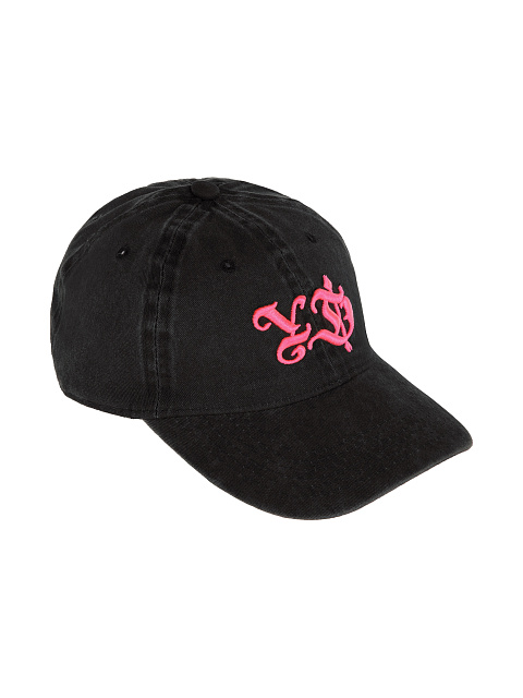 Grey & Neon Pink YD Embroidered Vintage Denim Cap, 1