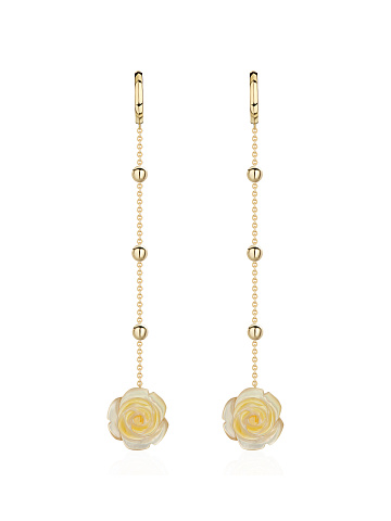 Mother of Pearl & Gold "Rose" Earrings, 1