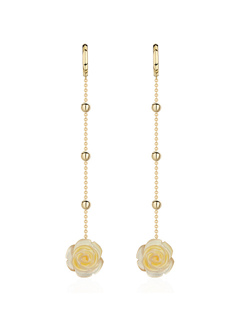 Mother of Pearl & Gold "Rose" Earrings, 1 Mother of Pearl & Gold "Rose" Earrings, 1