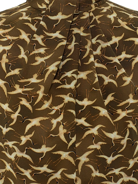 Brown Printed Silk Blouse, 3 Brown Printed Silk Blouse, 3