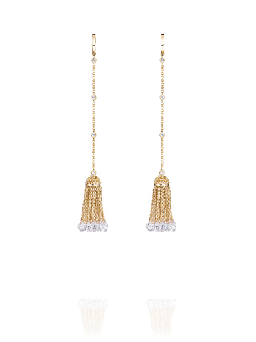 Yellow Gold, Topaz & Rock Crystal Short Tassel Earrings, 1