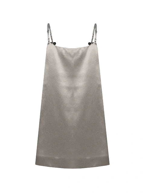 Silver satin mini dress with rhinestone bows, 2