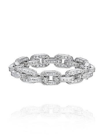 White Gold & Baguette Cut Bracelet , 1