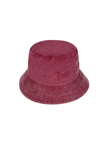 Burgundy Embroidered Cotton Bucket Hat, 1