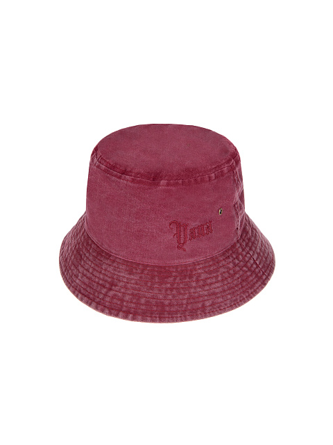 Burgundy Embroidered Cotton Bucket Hat, 1
