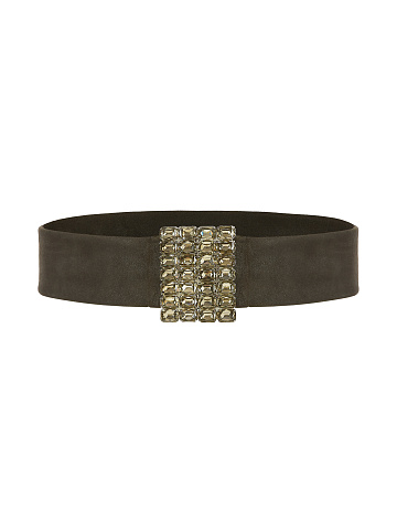 Brown Leather & Rhinestones Belt, 1