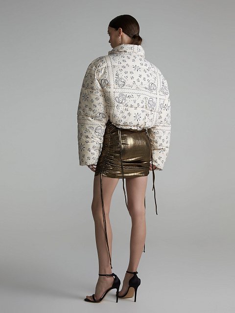 Milk‑colored cropped down jacket with paisley pattern, 7