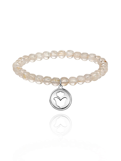 Silver & Rutilated Quartz Beaded Bracelet, 1