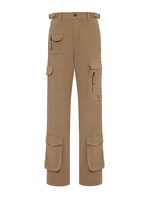 Brown Cotton Cargo Pants, 1