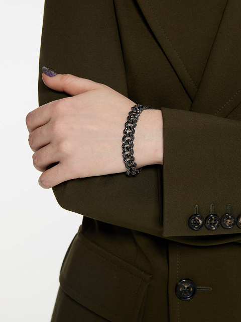 Blackened gold chain bracelet with black diamonds, 2