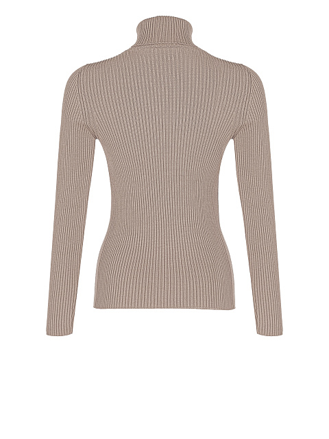 Beige Rib Knit Jersey Turtleneck, 2 Beige Rib Knit Jersey Turtleneck, 2