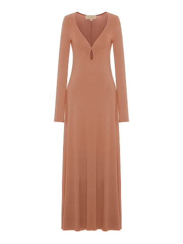 Beige Rayon Jersey Maxi Dress, 1