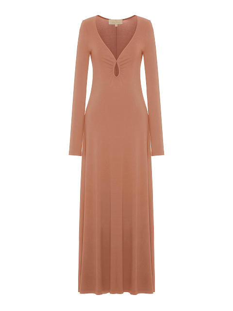 Beige Rayon Jersey Maxi Dress, 1