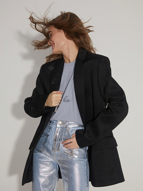 Black single-breasted jacket with lurex, 6