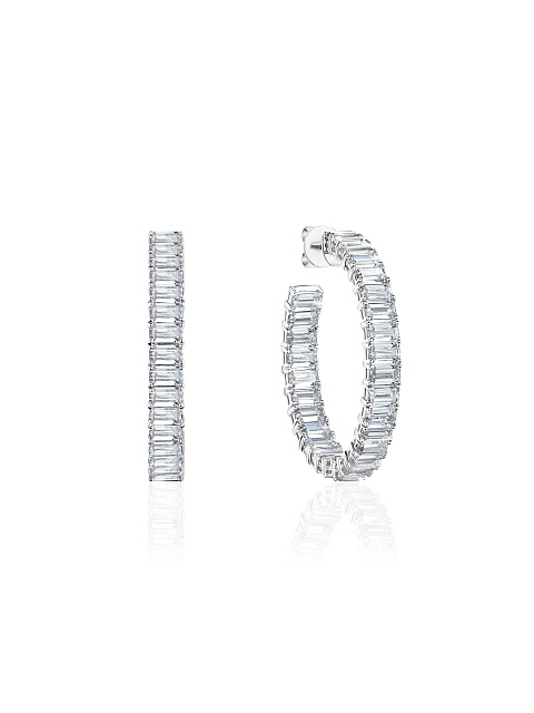 White gold hoops with quartz, 1 White gold hoops with quartz, 1