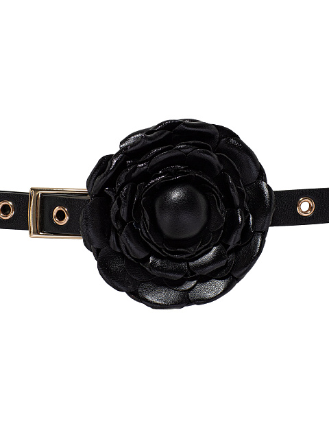 Black eco-leather belt with a rose, 3