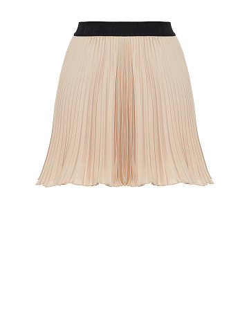 Beige Pleated Mini Skirt, 2