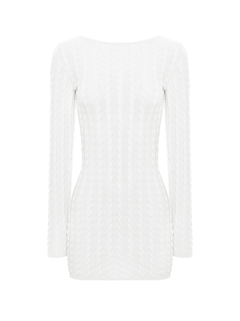 White knitted mini dress with open back, 1