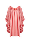 Коралловое платье-мини из вискозы с рюшами