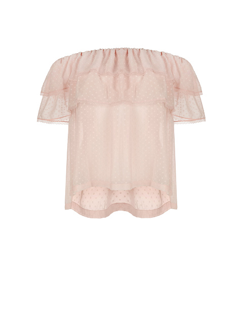 Pink Chiffon Off Shoulder Top, 1